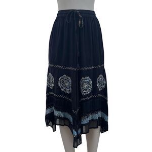 Fashion Terminal Midi Skirt Women's Free Size Black Gauzy Pull-on Drawstring